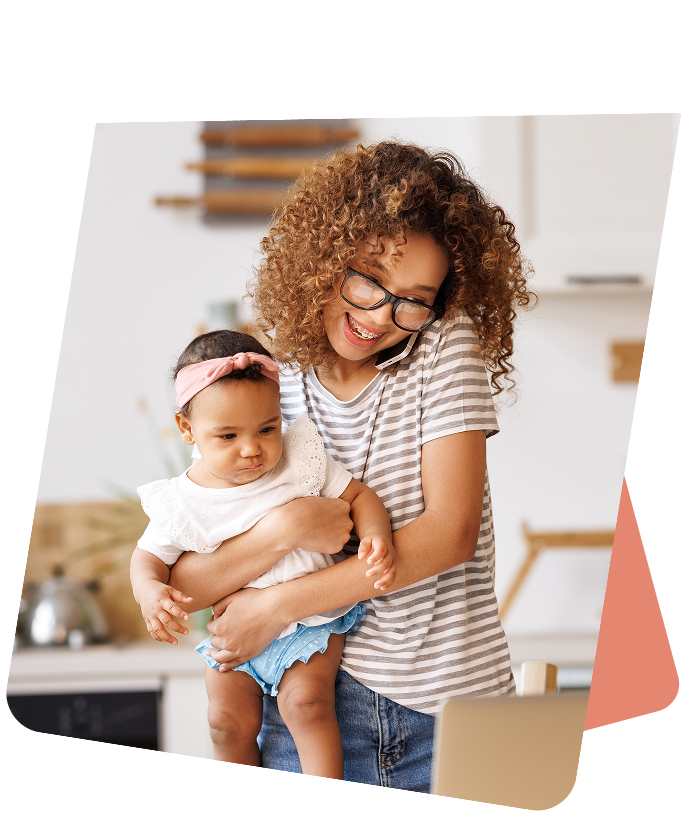 Mom on phone calling baby proofers